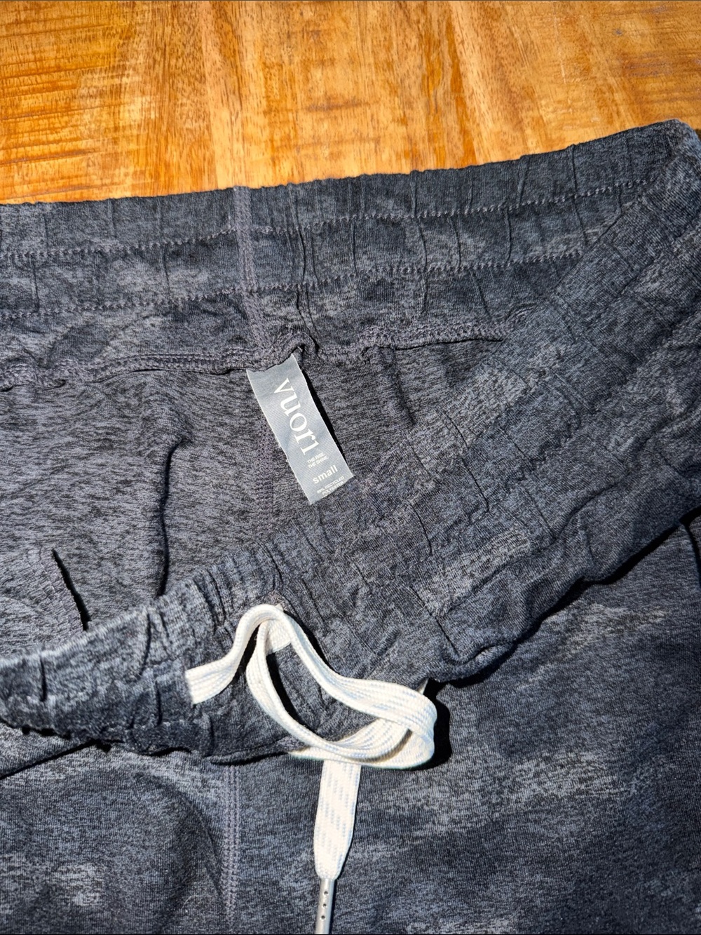 Vuori Dark Charcoal Camo Joggers with White Drawstring - Picture 3 of 4